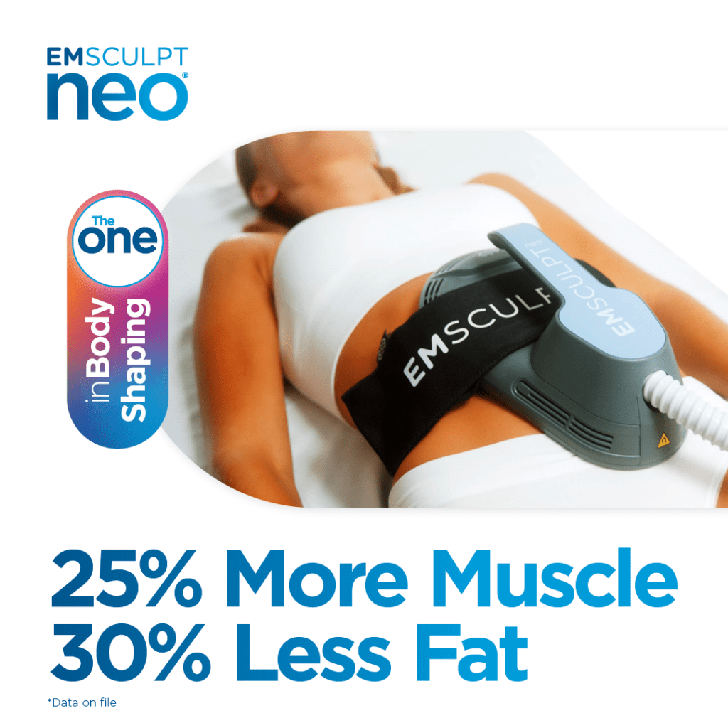 Young Woman Lying Receiving Emsculpt Neo | SpaGo MedSpa in Erie, PA
